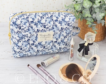 Kit trucco fiori blu, borsa da toilette