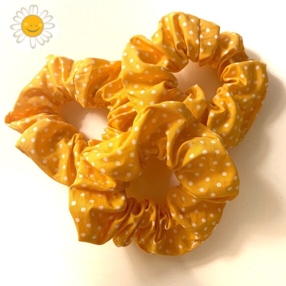 Yellow Polka Dot Scrunchie