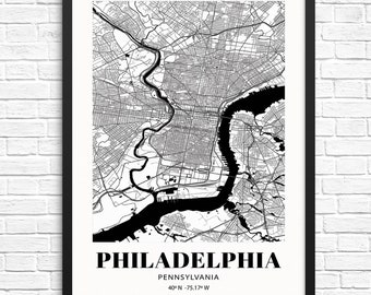 11 x 14 IL Black /& White Art Deco City Map Print//Poster Chicago