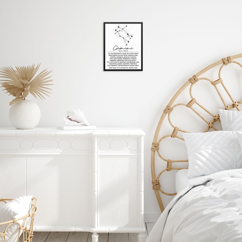 GEMINI Zodiac Sign Constellation Art Print | DIGITAL DOWNLOAD | Sarcastic Adult Humor Zodiac Poster | Gemini Birthday Gifts image 7