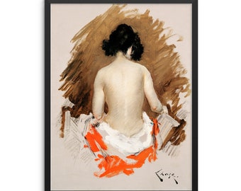 William Merritt Chase Nude Japanese Woman Art Print | Female Portrait Vintage Wall Art | DIGITAL DOWNLOAD | Neutral Color Wall Decor Poster