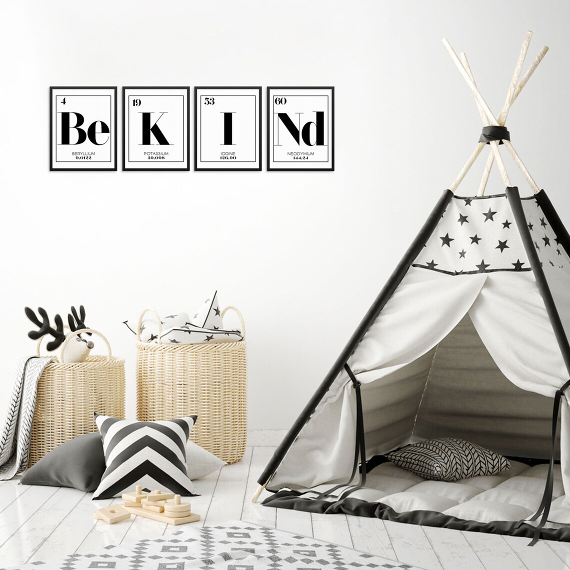 Be Kind Periodic Table of Elements Art Prints Chemistry Poster Set ...
