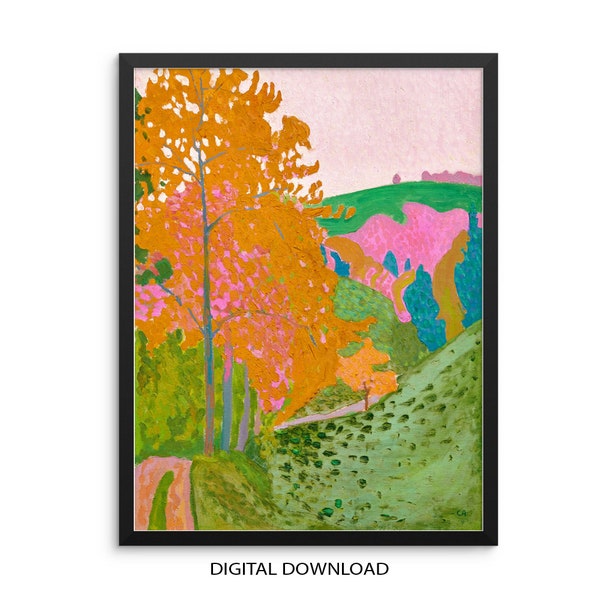 Cuno Amiet Färgglatt Landskapskonsttryck Vintage Abstrakt Landskapsmålning | DIGITAL NEDLADDNING | Eklektisk Konst för Vardagsrumsväggdekor