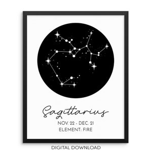 SAGITTARIUS Constellation Art Print Astrological Zodiac Sign DIGITAL DOWNLOAD Wall Poster - Modern Astrology Artwork for Living Room Bedroom