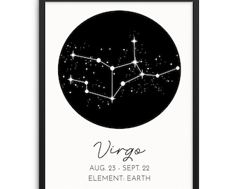 VIRGO Constellation Art Print Astrological Zodiac Sign DIGITAL DOWNLOAD Wall Poster Modern Astrology Artwork for Living Room Bedroom Office