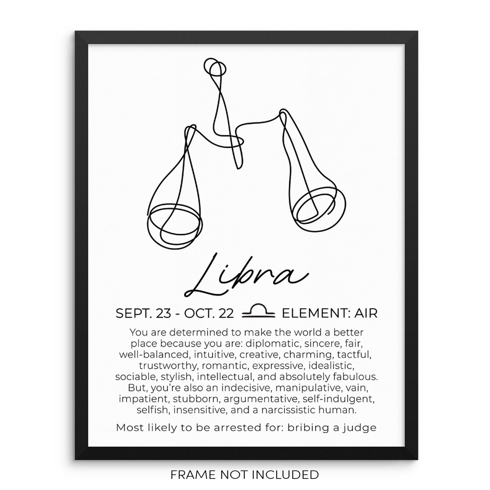 Libra Zodiac Sign Art Print Minimalist Line Drawing Poster Etsy