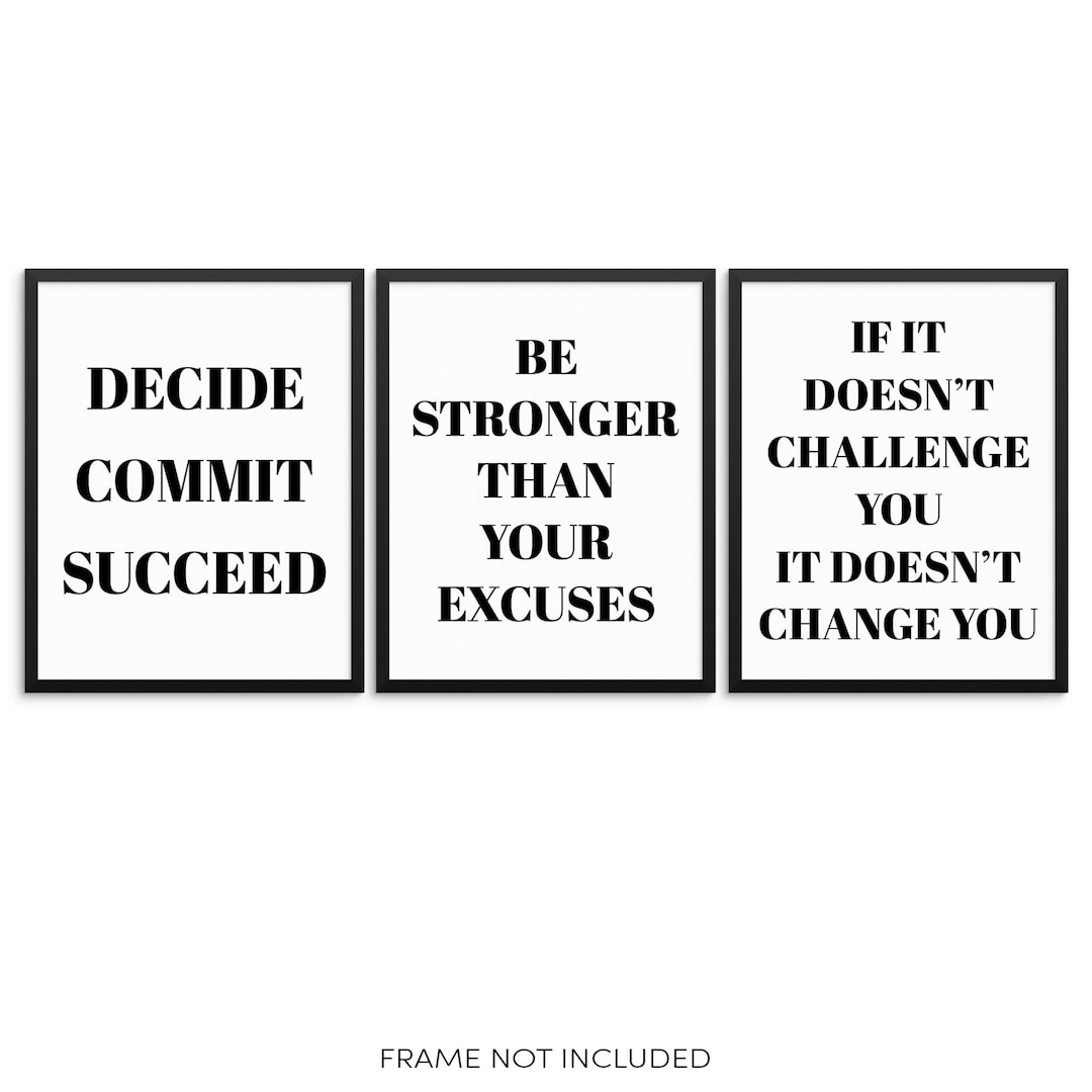 Motivational Quote Gym Workout Fitness Wall Art Print Set Etsy