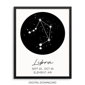 LIBRA Constellation Art Print Astrological Zodiac Sign DIGITAL DOWNLOAD Wall Poster Modern Astrology Artwork for Living Room Bedroom Office