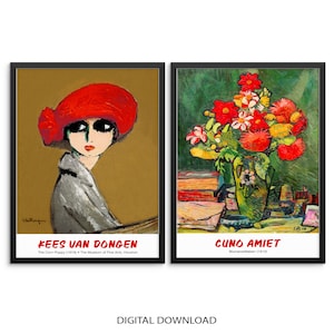 Set of 2 Eclectic Gallery Wall Art Prints The Corn Poppy and Still Life with Flowers Colorful Posters |DIGITAL DOWNLOAD| Vintage Wall Decor