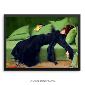 Decadent Young Woman Ramon Casas Art Print - After The Ball Vintage Poster | DIGITAL DOWNLOAD | Artwork for Living Room Gallery Wall Decor