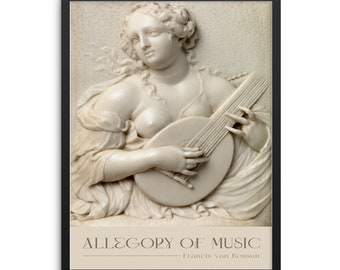Allegory of Music Exhibition Wall Art Print | Figurative Female Vintage Poster | DIGITAL DOWNLOAD | Beige Theme Artwork for Wall Decor