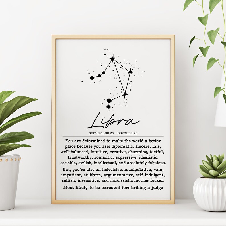 LIBRA Horoscope Zodiac Constellation Wall Decor Art Print Etsy