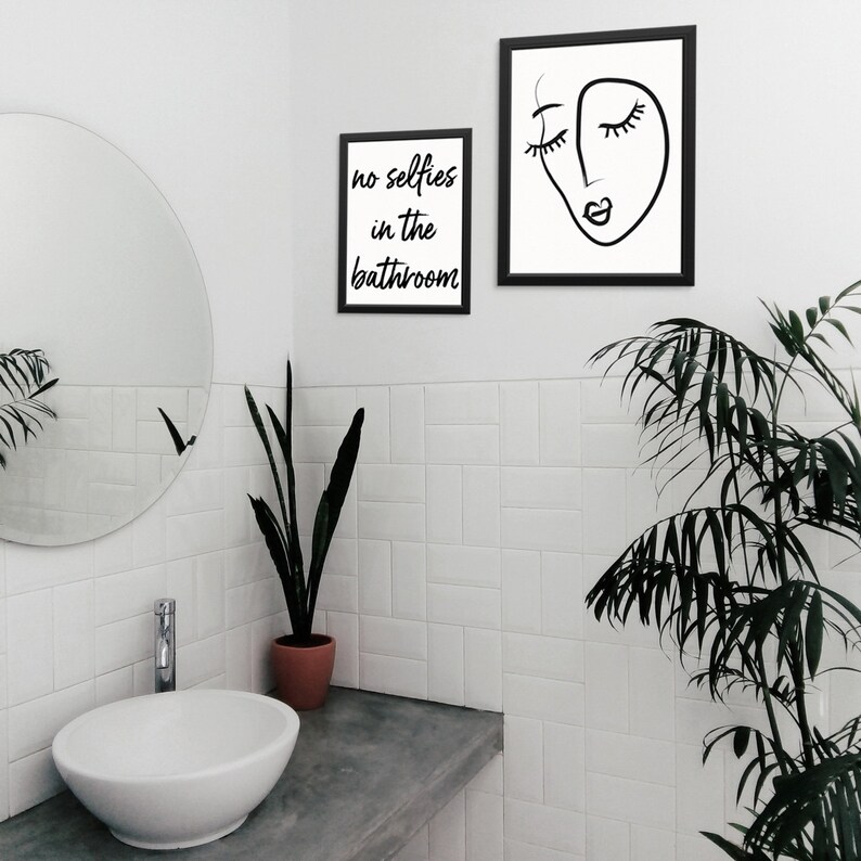 Abstract Woman's Bathroom Wall Decor Art Print Poster Set | Etsy