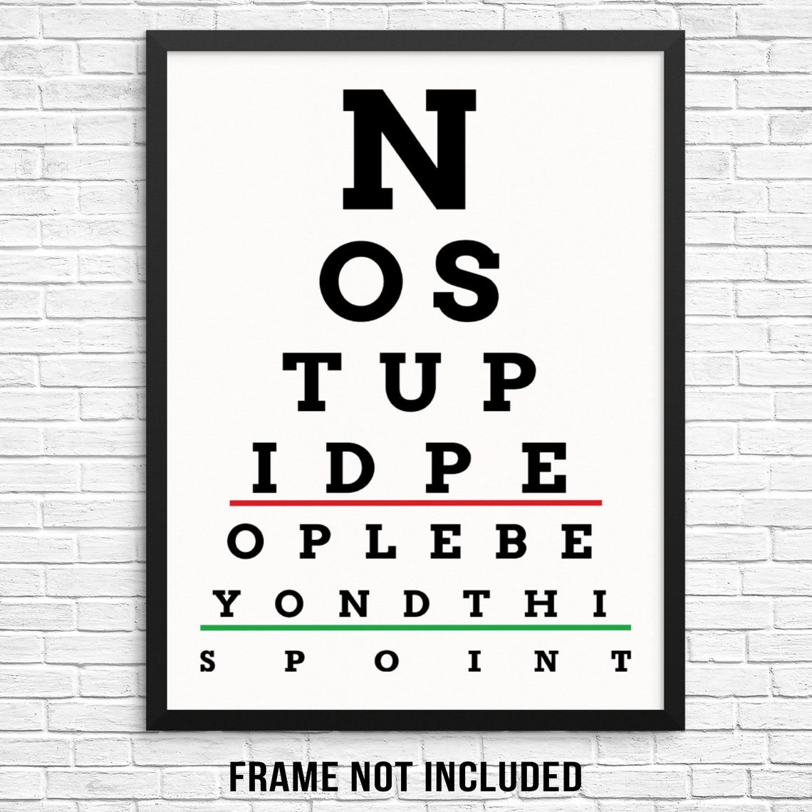 Funny Eye Chart Snellen Poster Print No Stupid People Allowed | Etsy