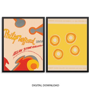 Set of 2 Eclectic Gallery Wall Exhibition Art Prints Colorful Abstract Posters |DIGITAL DOWNLOAD| Mid-Century Wall Art for Living Room Decor