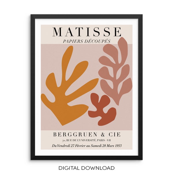 Papiers Découpés Henri Matisse Gallery Exhibition Art Print | POBIERANIE CYFROWE | Dekoracja domu w stylu Mid-Century do salonu Galeria Dekoracja ścienna