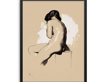 Nude Woman Figurative Art Print Minimalist Vintage Poster | DIGITAL DOWNLOAD | Female Artwork for Bedroom or Living Room Gallery Wall Decor