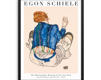 Egon Schiele Seated Woman Exhibition Art Print - Female Figurative Poster | DIGITAL DOWNLOAD | Living Room Gallery Wall Vintage Artwork