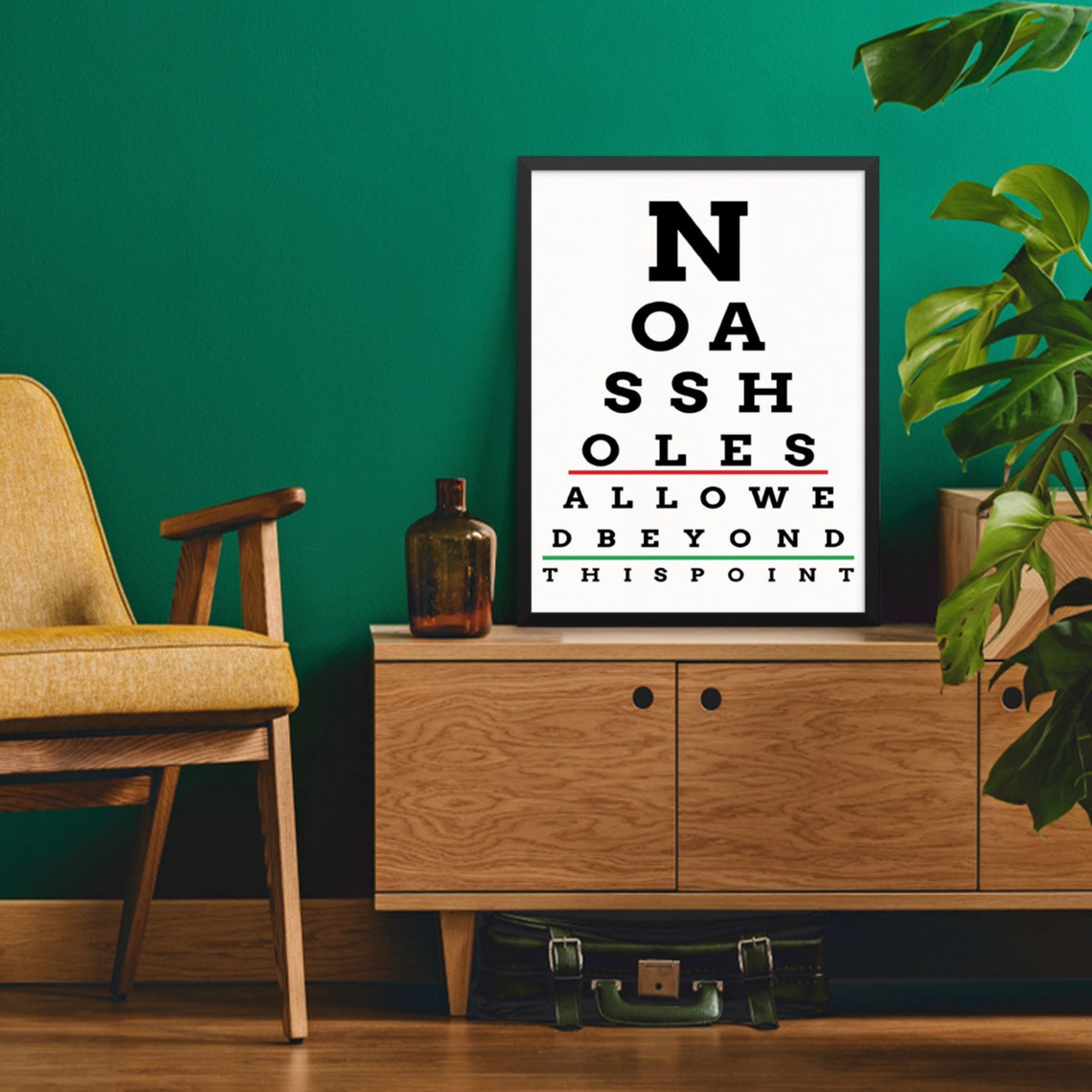 Funny Eye Chart Snellen Poster Wall Print No AsshoIes Allowed Etsy