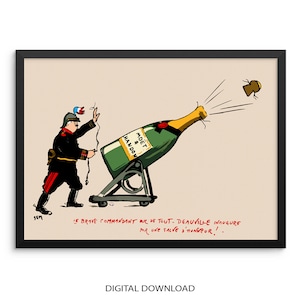Vintage Champagne Art Print Colorful Eclectic Poster |DIGITAL DOWNLOAD| Cocktail Drinks Wall Art for Bar Cart, Entryway or Living Room Decor