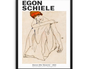 Egon Schiele The Dancer Gallery Exhibition Art Print Female Figurative Poster |DIGITAL DOWNLOAD| Vintage Artwork for Living Room Wall Decor