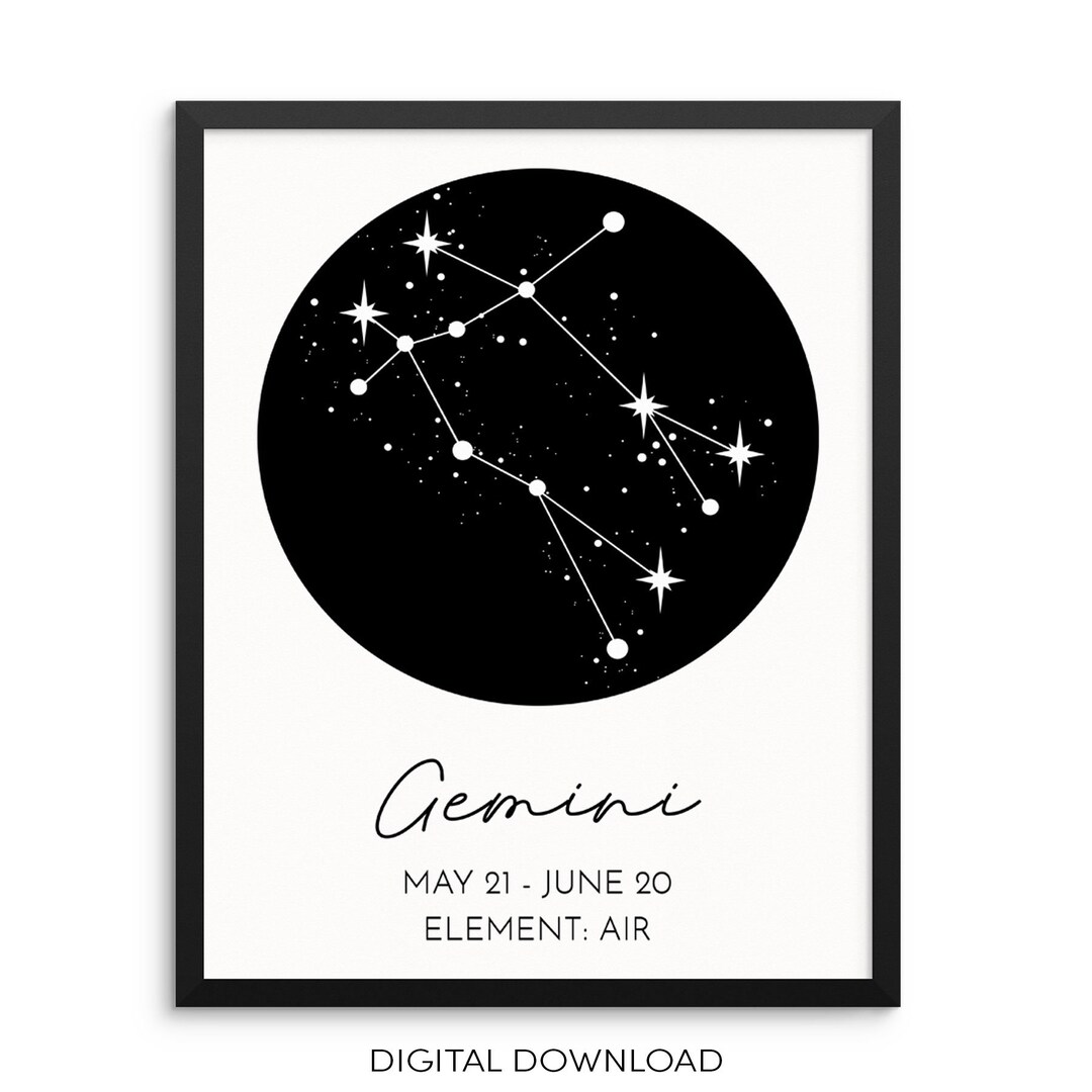 GEMINI Constellation Art Print Astrological Zodiac Sign DIGITAL ...