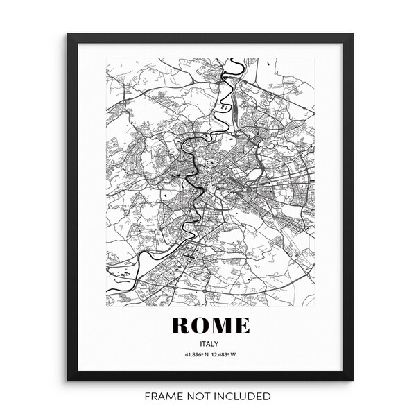 Rome Tokyo Milan Grid Map Art Print Cityscape Road Map Wall Poster 11"x14" Modern Home Decor Artwork for Living Room Dorm Bedroom Workspace