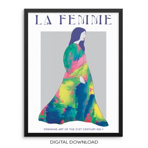 Colorful Abstract Art Print La Femme Lagom Woman Poster |DIGITAL DOWNLOAD|  Trendy Fashion Woman Artwork for Living Room Gallery Wall Decor