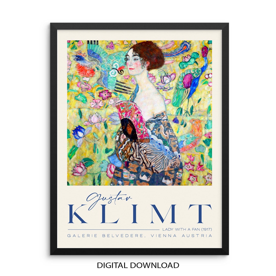 Lady With a Fan Gustav Klimt Exhibiton Art Print Female Figurative ...