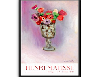 Henri Matisse Still Life Colorful Flowers Painting Bouquet of Anemones Art Print |DIGITAL DOWNLOAD| Eclectic Artwork for Gallery Wall Decor