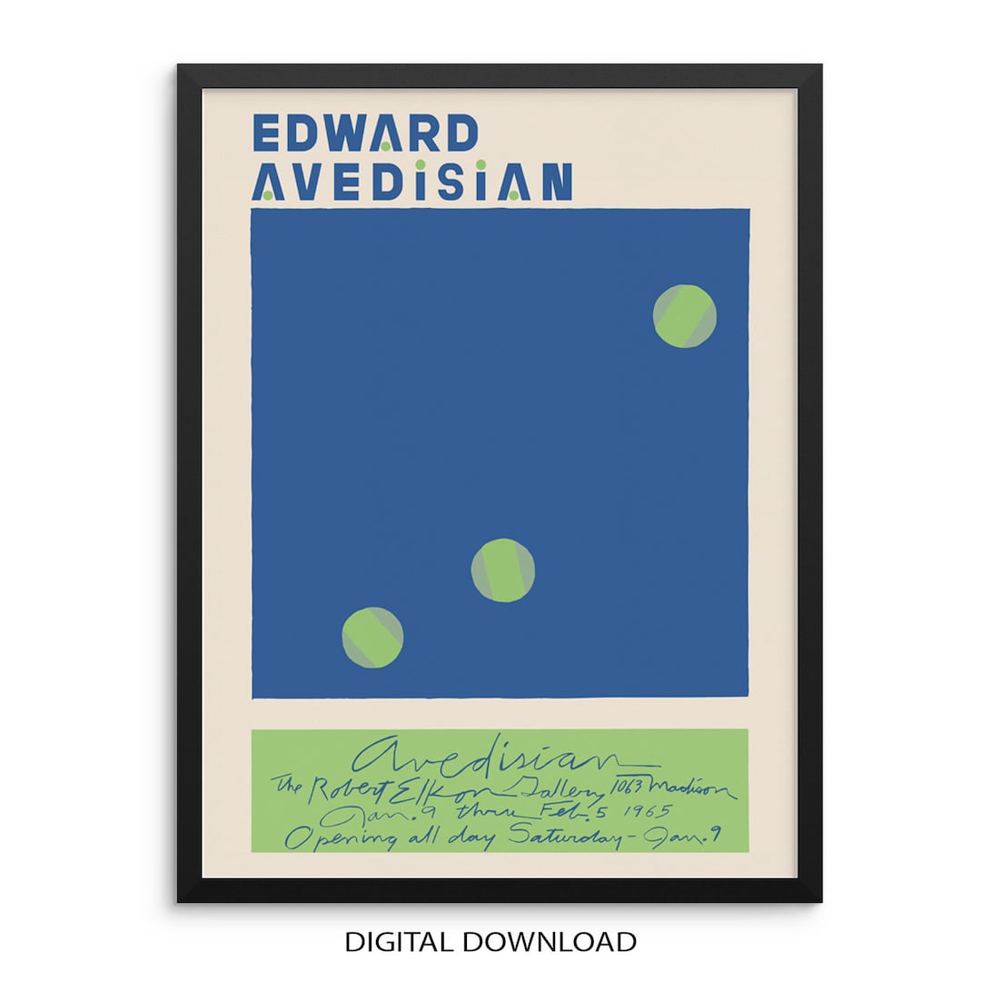 Vintage Gallery Exhibition Art Print Edward Avedisian Geometric
