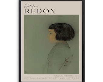 Odilon Redon Woman Portrait Exhibition Art Print | Female Figurative Poster | DIGITAL DOWNLOAD | Soft Colors Artwork for Gallery Wall Decor
