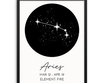 ARIETE Constellation Art Print Segno zodiacale astrologico minimalista Poster DIGITAL DOWNLOAD Opera d'arte astrologica per soggiorno camera da letto ufficio