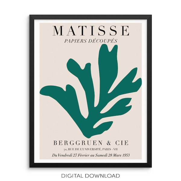 Henri Matisse Gallery Exhibition Papiers Découpés Art Print Eclectic Poster |DIGITAL DOWNLOAD| Mid-Century Wall Art for Living Room Decor