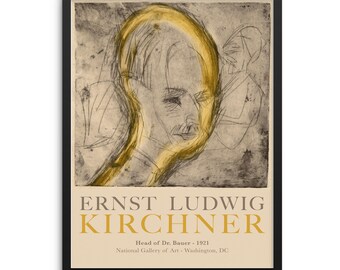 Ernst Ludwig Kirchner Gallery Exhibition Art Print Head of Dr. Bauer Poster | DIGITAL DOWNLOAD | Vintage Abstract Artwork for Wall Decor