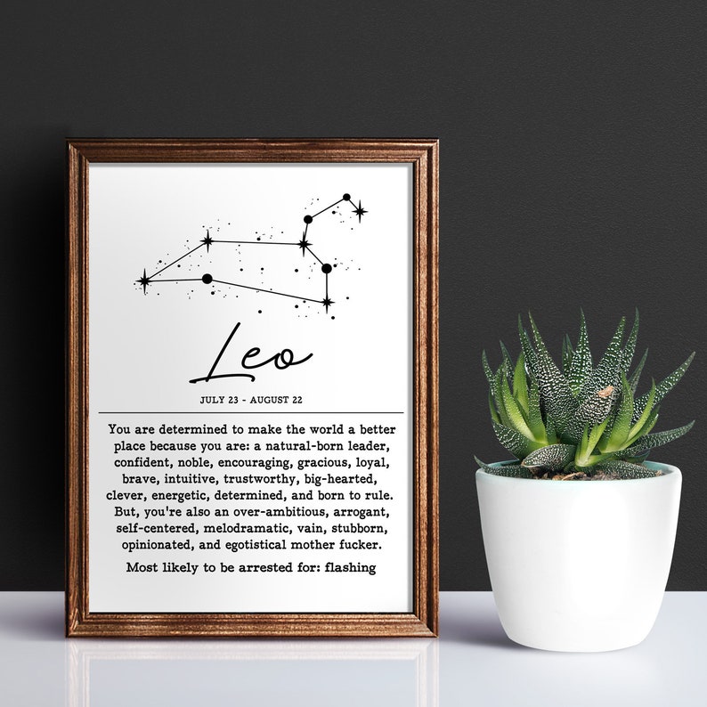 LEO Horoscope Zodiac Constellation Wall Decor Art Print Poster Etsy