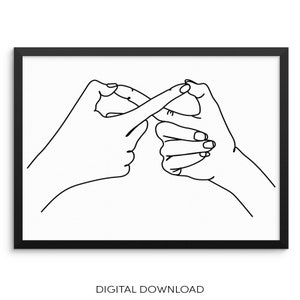 Infinity Symbol Hands Line Art Print |DIGITAL DOWNLOAD| Couples Wall Art - Minimalist Modern Artwork for Bedroom Wall Gallery Decor