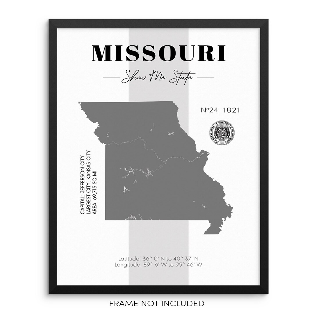 Missouri State Map Poster With Demographics Minimalist Home - Etsy