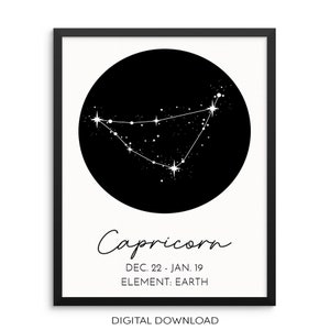 CAPRICORN Constellation Art Print Astrological Zodiac Sign DIGITAL DOWNLOAD Poster Modern Astrology Artwork for Living Room Bedroom Decor