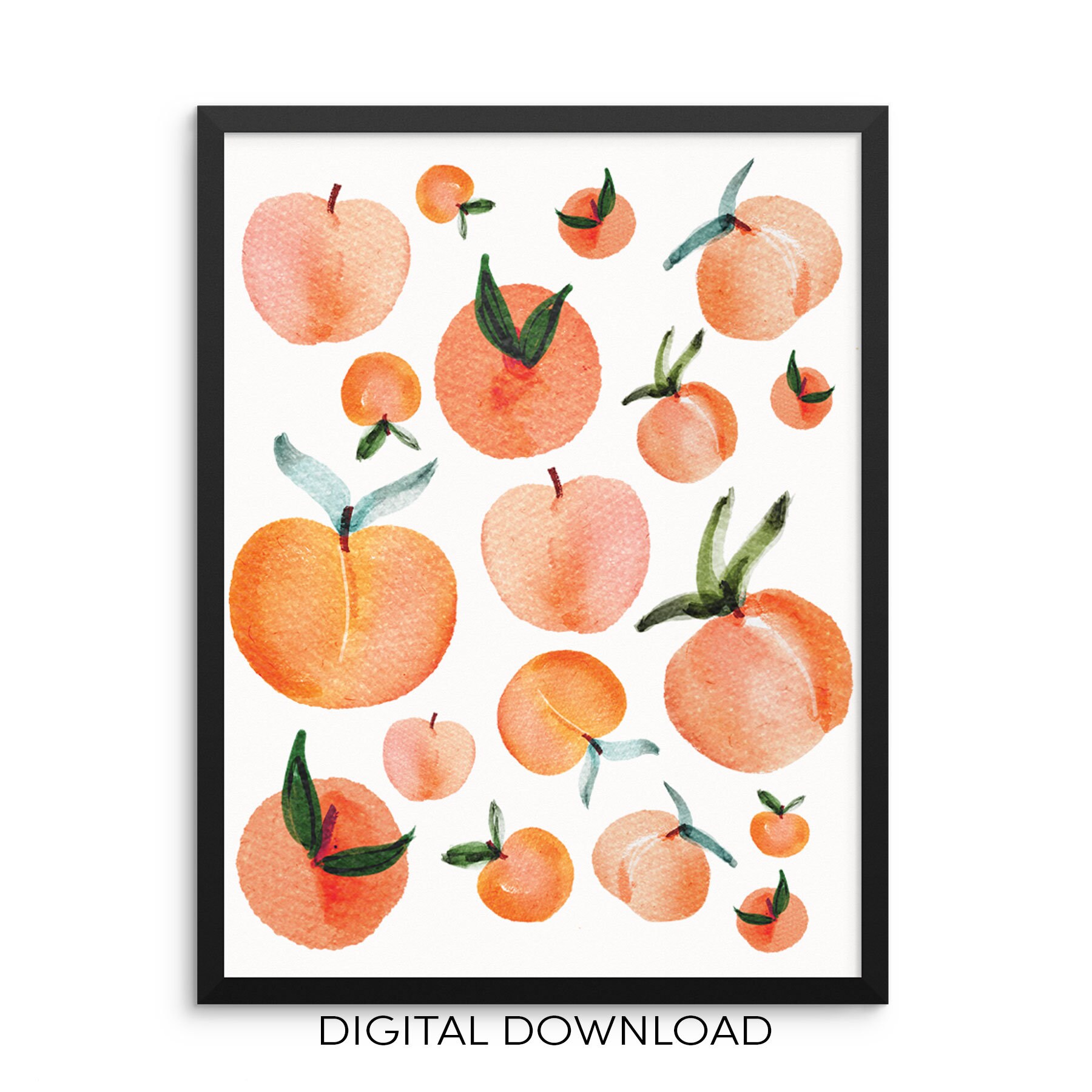 Watercolor Peaches Art Print Fruit Pattern DIGITAL DOWNLOAD Etsy