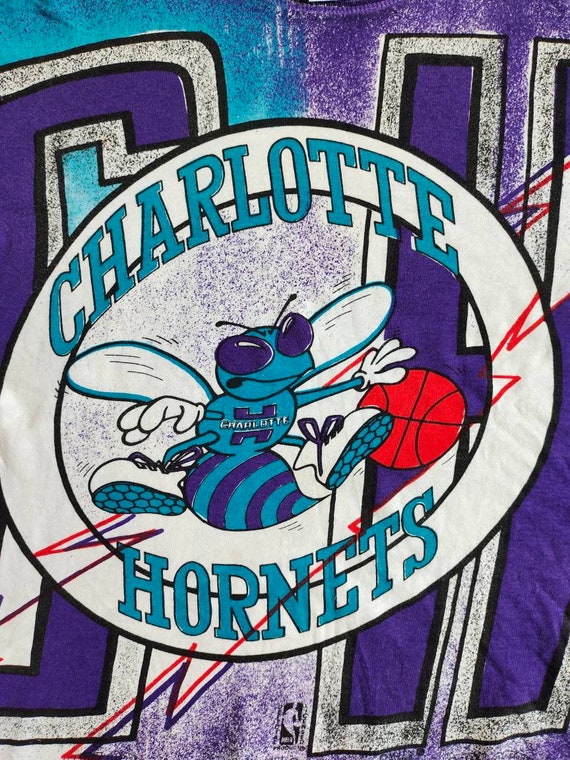 Rare Vintage Charlotte Hornets All Overprint Logo 90 Gem