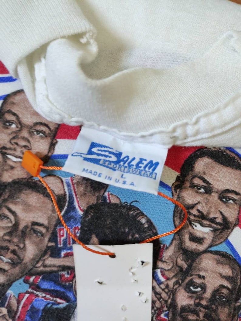 Vintage Detroit Piston caricature world champs 80/'s t shirt salem sportswear