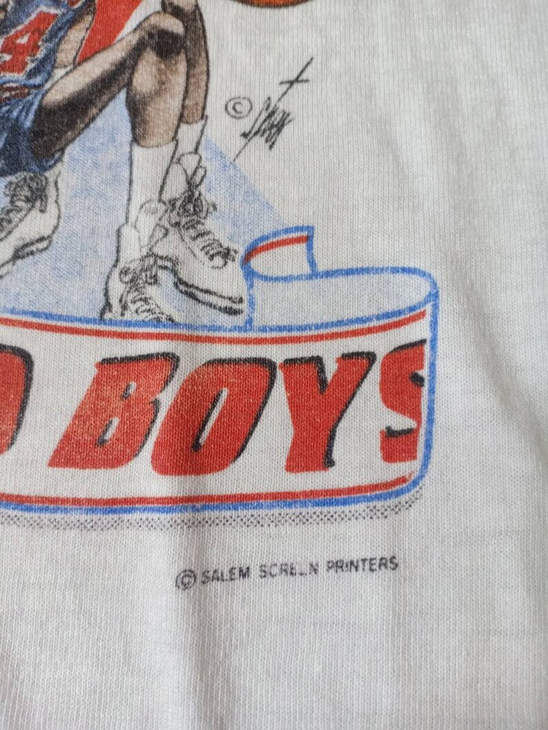 Vintage Detroit Piston caricature world champs 80/'s t shirt salem sportswear