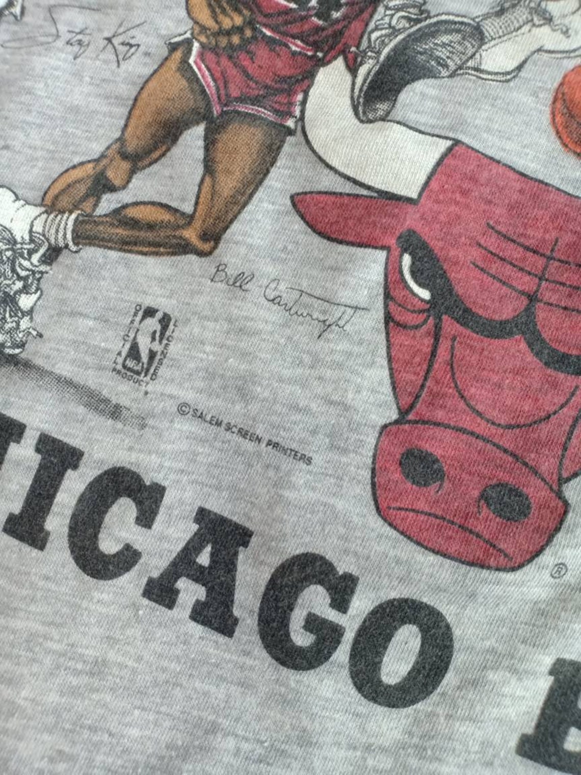 Vintage Chicago bulls caricature 90's 2side t shirt salem | Etsy