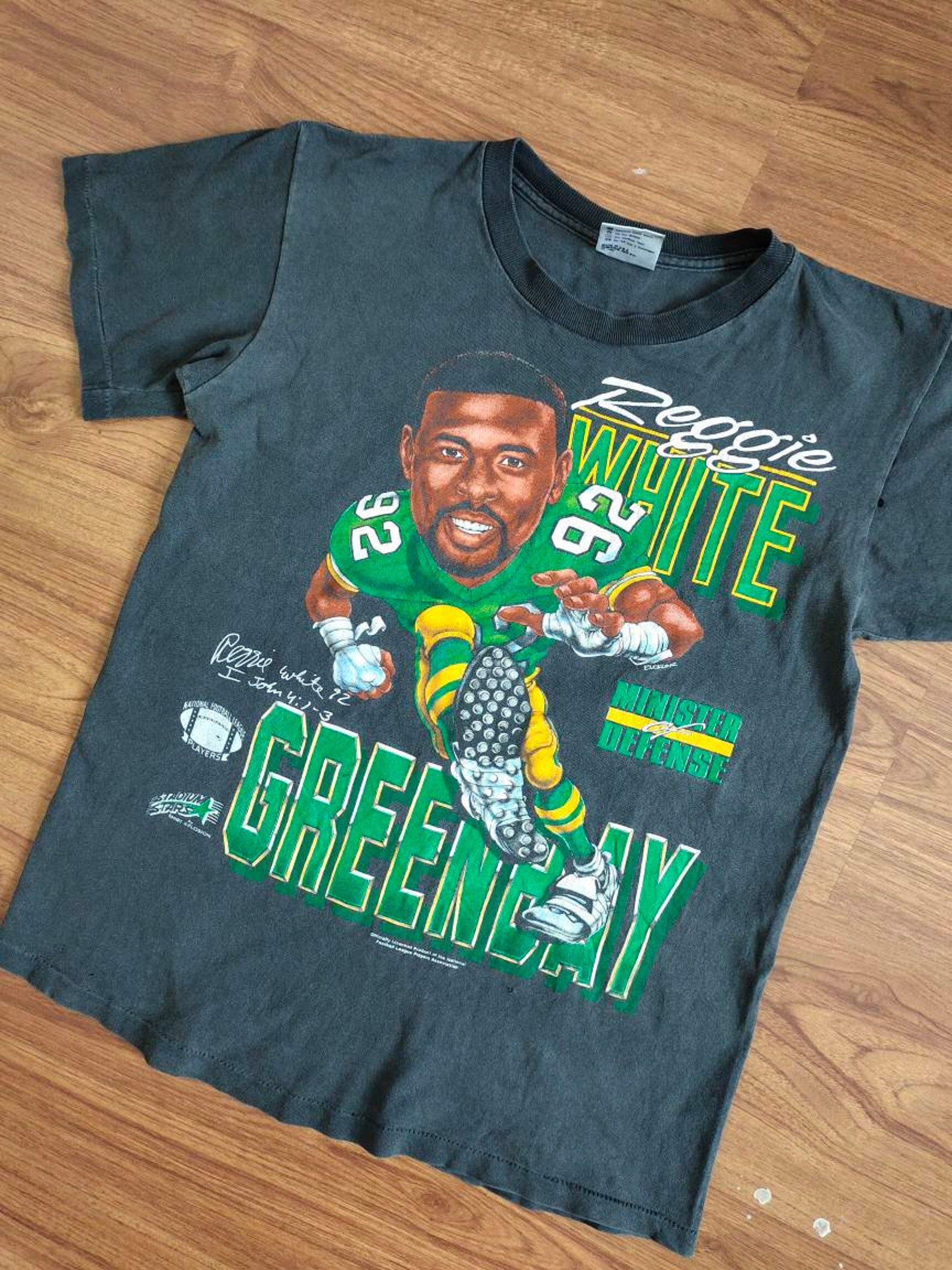 Vintage Reggie White Caricature 90's t-shirt Green Bay | Etsy