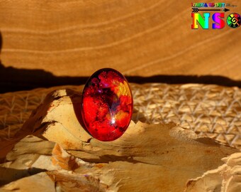 0.98 Artistic Creation Handmade - Cabochon Multicolored Iridescent for Creation Jewelry Cabochon Round in 2.5 cm Bombed Glass