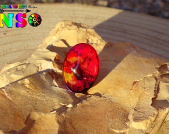 0.98 Artistic Creation Handmade - Cabochon Multicolored Iridescent for Creation Jewelry Cabochon Round in 2.5 cm Bombed Glass