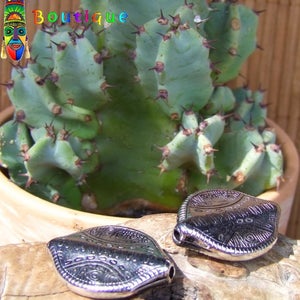 Grandi perline intrecciate da 3,1 cm ("1,22") in lega tibetana placcata in argento - Perline tribali etniche incise, per la creazione di gioielli