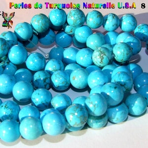 Perles Rondes de 8mm de diamètre en Turquoise Naturelle Turquoises Origine Ithaca Pike Nord Arizona image 1