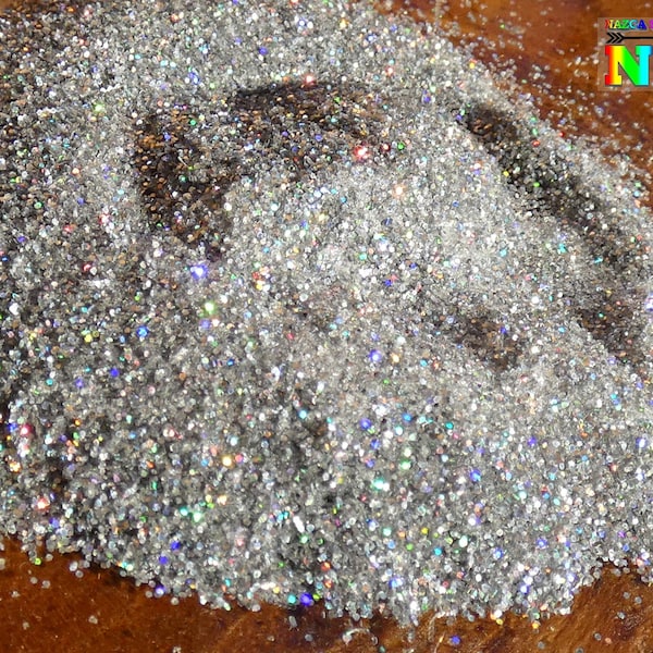 5 Grammes de Pigments Holographiques Argent Multicolore Iridescent, Pigment Poudre 0.04 mm très Fine, Nail Art, Loisirs Créatifs et Résine